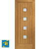 Prefinished Siena Oak Door and Frame Set - Frosted Double Glazing