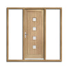 Siena Exterior Oak Door - Frosted Double Glazing and Frame Set - Two Unglazed Side Screens