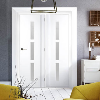 Image: ThruEasi Room Divider - Sierra Blanco - Frosted Glass White Painted Door with Single Side
