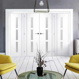 Image: ThruEasi Room Divider - Sierra Blanco - Frosted Glass White Painted Double Doors with Double Sides