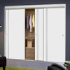 Three Sliding Wardrobe Doors & Frame Kit - Sierra Blanco Flush Door - White Painted