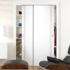 Two Sliding Wardrobe Doors & Frame Kit - Sierra Blanco Flush Door - White Painted