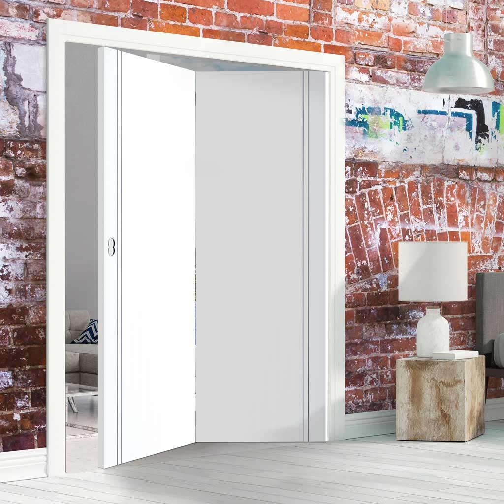 Two Folding Doors & Frame Kit - Sierra Blanco Flush 2+0 - White Painted
