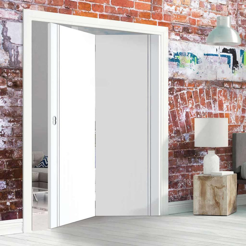 Two Folding Doors & Frame Kit - Sierra Blanco Flush 2+0 - White Painted