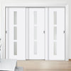 Minimalist Wardrobe Door & Frame Kit - Three Sierra Blanco Doors - Frosted Glass - White Painted
