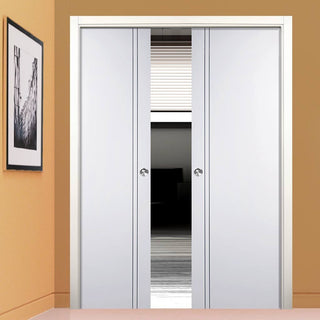 Image: Sierra Blanco Flush Double Evokit Pocket Door - White Painted