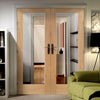Simpli Double Door Set - Patt 10 Oak Door - Clear Glass - Prefinished