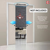 Tribeca 3 Pane Black Primed Double Evokit Pocket Doors - Clear Reeded Glass