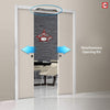 Reston 8mm Obscure Glass - Clear Printed Design - Double Evokit Pocket Door