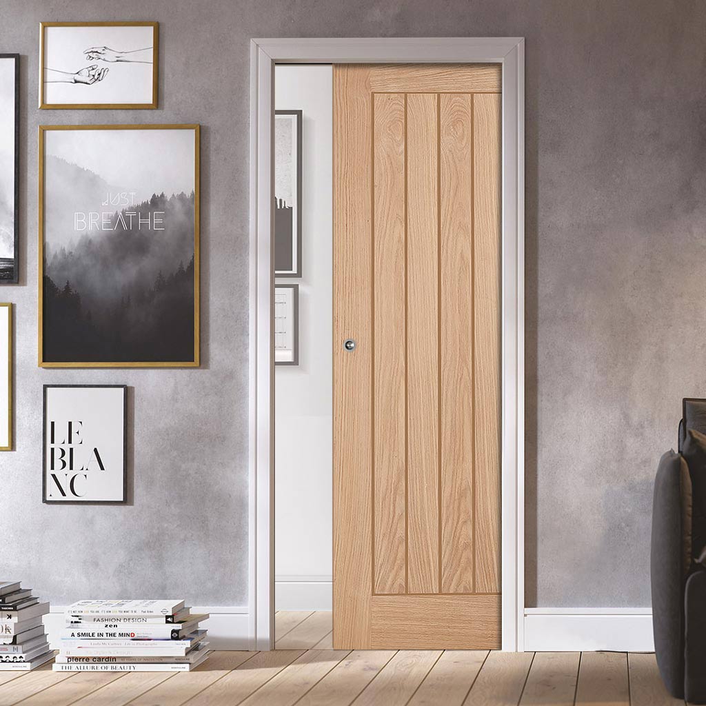 Belize Oak Single Evokit Pocket Door - Prefinished