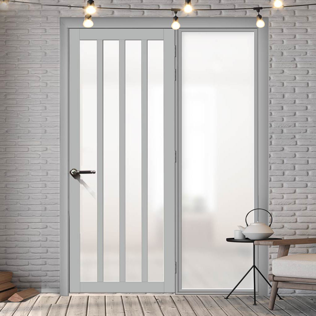 Room Divider - Handmade Eco-Urban® Sintra Door DD6428F - Frosted Glass - Premium Primed - Colour & Size Options