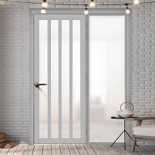 Image: Bespoke Room Divider - Eco-Urban® Sintra Door DD6428F - Frosted Glass with Full Glass Side - Premium Primed - Colour & Size Options