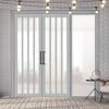 Bespoke Room Divider - Eco-Urban® Sintra Door Pair DD6428F - Frosted Glass with Full Glass Side - Premium Primed - Colour & Size Options