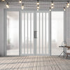 Bespoke Room Divider - Eco-Urban® Sintra Door Pair DD6428F - Frosted Glass with Full Glass Sides - Premium Primed - Colour & Size Options