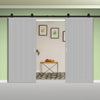 Top Mounted Black Sliding Track & Solid Wood Double Doors - Eco-Urban® Sintra 4 Panel Doors DD6428 - Mist Grey Premium Primed