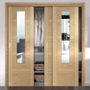 Three Sliding Wardrobe Doors & Frame Kit - Portici Oak Door - Mirror One Side - Prefinished
