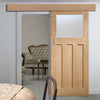 Single Sliding Door & Wall Track - DX 1930's Oak Door - Obscure Glass - Prefinished