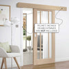 Single Sliding Door & Wall Track - Worcester Oak 3 Pane Door - Clear Glass - Unfinished