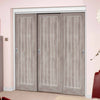 Three Sliding Wardrobe Doors & Frame Kit - Laminate Mexicano Light Grey Door - Prefinished