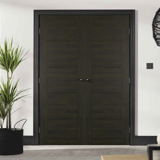 Image: Vancouver Smoked Oak Flush Internal Internal Door Pairs - 30 Minute Fire Rated - Prefinished