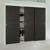 Minimalist Wardrobe Door & Frame Kit - Three Vancouver Smoked Oak Flush Doors - Prefinished
