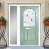 Premium Composite Front Door Set with One Side Screen - Snipe 1 Murano Green Glass - Shown in Chartwell Green