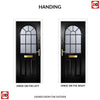 Premium Composite Front Door Set - Snipe 1 Geo Bar Mayflower Glass - Shown in Black