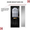 Premium Composite Front Door Set with One Side Screen - Snipe 1 Geo Bar Mayflower Glass - Shown in Black