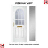 Premium Composite Front Door Set with One Side Screen - Snipe 1 Geo Bar Mayflower Glass - Shown in Black