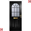 Premium Composite Front Door Set - Snipe 1 Geo Bar Mayflower Glass - Shown in Black