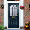 Premium Composite Front Door Set - Snipe 1 Geo Bar Cotswold Glass - Shown in Blue