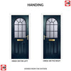 Premium Composite Front Door Set - Snipe 1 Geo Bar Cotswold Glass - Shown in Blue