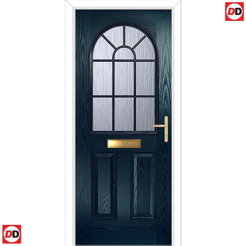 Premium Composite Front Door Set - Snipe 1 Geo Bar Cotswold Glass - Sh