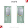 Premium Composite Front Door Set - Snipe 1 Geo Bar Clear Glass - Shown in Chartwell Green