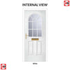 Premium Composite Front Door Set - Snipe 1 Geo Bar Clear Glass - Shown in Chartwell Green