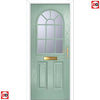 Premium Composite Front Door Set - Snipe 1 Geo Bar Clear Glass - Shown in Chartwell Green