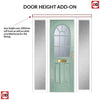 Premium Composite Front Door Set with Two Side Screens - Snipe 1 Geo Bar Clear Glass - Shown in Chartwell Green