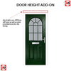 Premium Composite Front Door Set - Snipe 1 Geo Bar Sandblast Ice Glass - Shown in Green