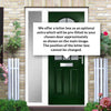 Premium Composite Front Door Set with One Side Screen - Snipe 1 Geo Bar Sandblast Ice Glass - Shown in Green