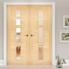 Bespoke Sofia 3L Oak Door Pair - Clear Glass - Prefinished