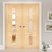 Bespoke Sofia 3L Oak Door Pair - Clear Glass - Prefinished
