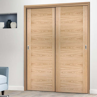 Image: Bespoke Sofia Oak Flush Door - 2 Door Wardrobe and Frame Kit - Prefinished