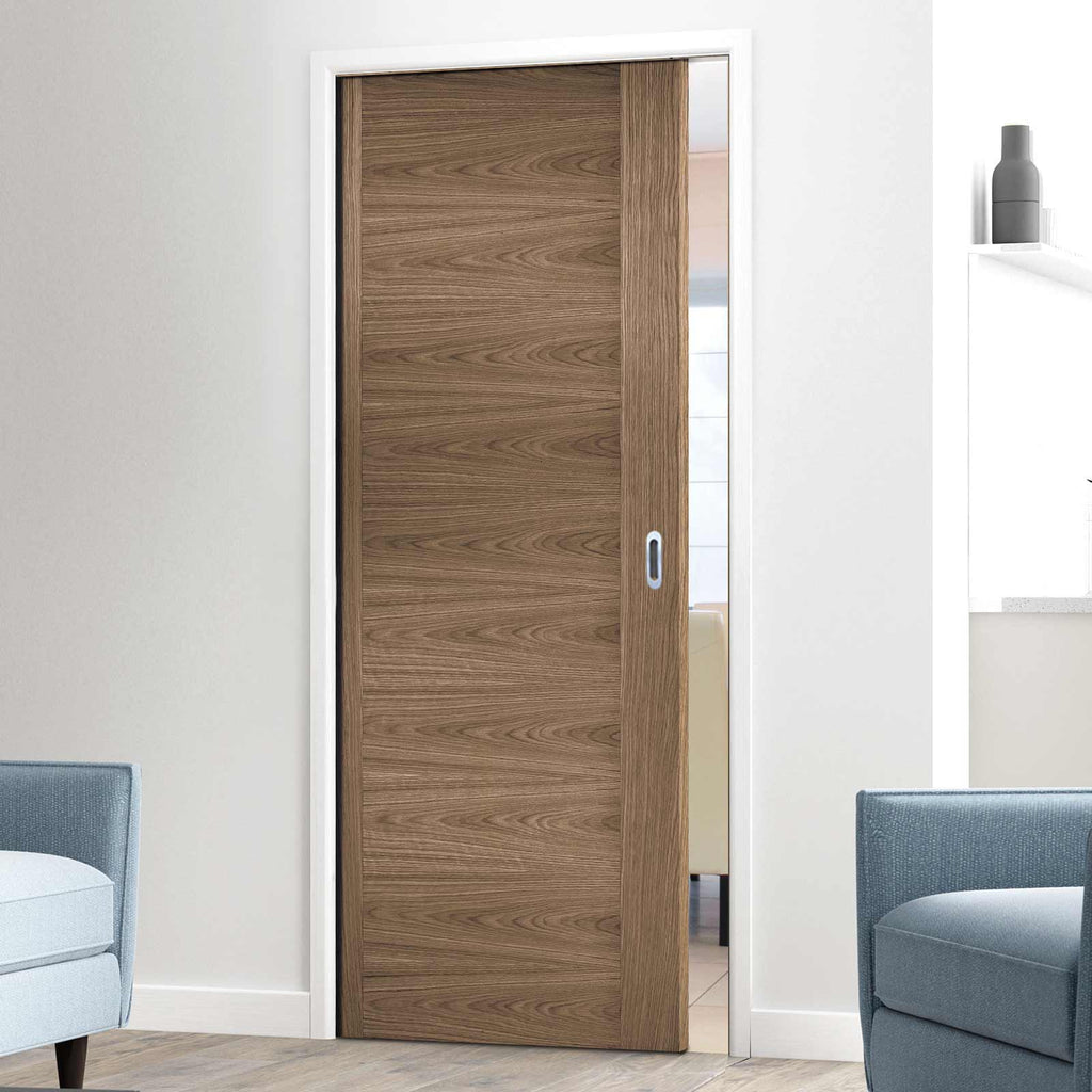 Sofia Walnut Veneer Single Evokit Pocket Door - Prefinished