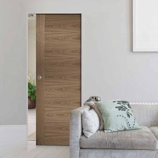 Image: Sofia Walnut Veneer Absolute Evokit Single Pocket Doors - Prefinished