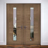 Sofia Walnut Veneer Door Pair - Clear Glass - Prefinished