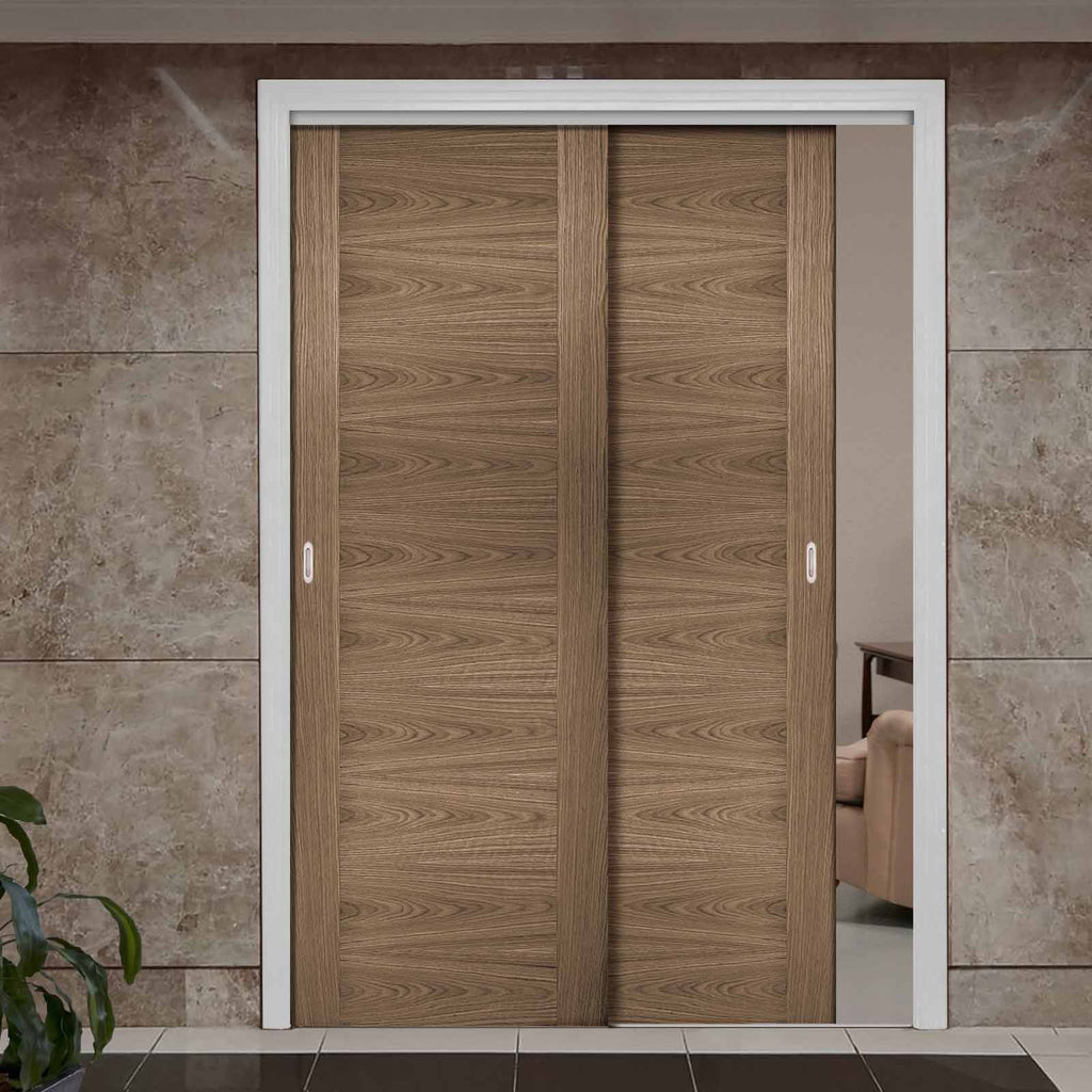 Two Sliding Doors and Frame Kit - Sofia Walnut Veneer Door - Prefinished