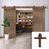 Double Sliding Door & Straight Antique Rust Track - Sofia Walnut Veneer Doors - Prefinished