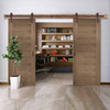 Double Sliding Door & Track - Sofia Walnut Veneer Doors - Prefinished