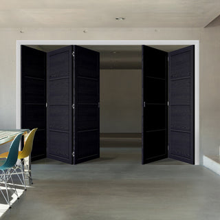 Image: Five Folding Doors & Frame Kit - Soho 4 Panel Charcoal 3+2 - Prefinished