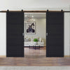 Top Mounted Black Sliding Track & Double Door - Soho 4 Panel Charcoal Doors - Prefinished